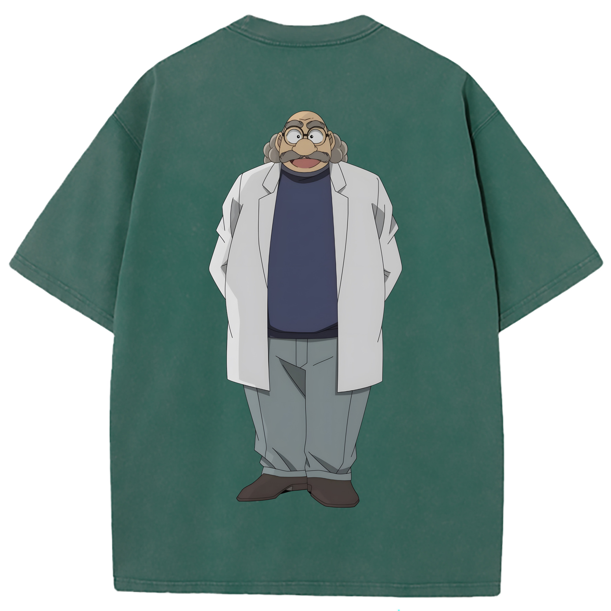 （画像用） 名探偵コナン あがさ ひろし Detective Conan Agasa Hiroshi 綿100% ヴィンテージ風 半袖Tシャツ（背面プリント）